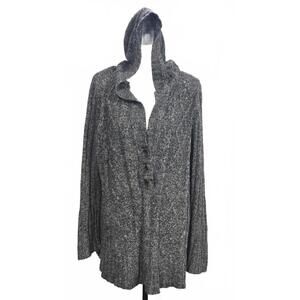 Cozy Gray Hooded Cable Knit Sweater Cardigan